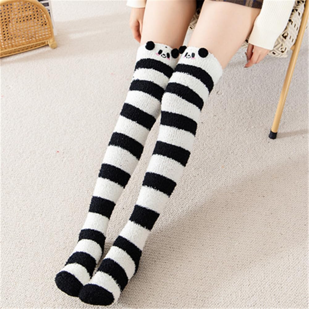 CHAUSSETTES MONTANTES VELOURS CORAIL PANDA RAYURE