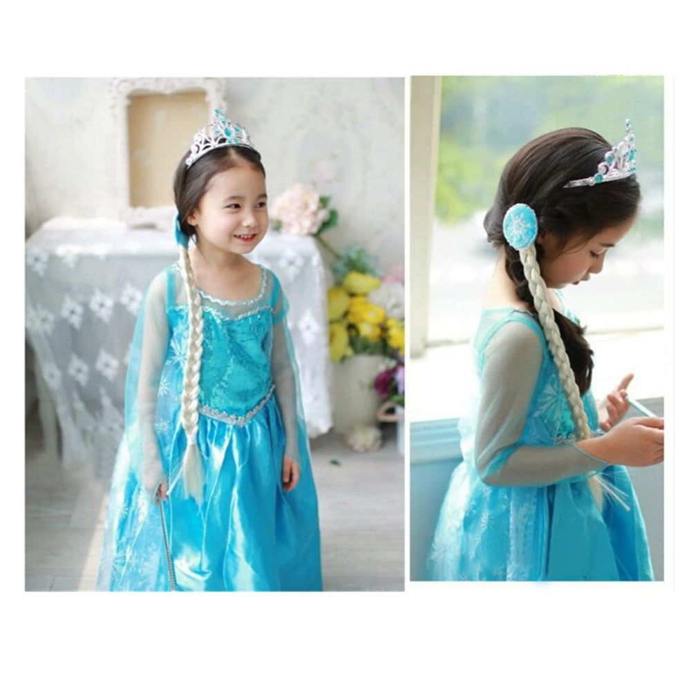 ROBE MANIFIQUE FILLE ELSA LA REINE DES NEIGES PRINCESSE ENFANT 2/12 ANS AVEC BIJOUX