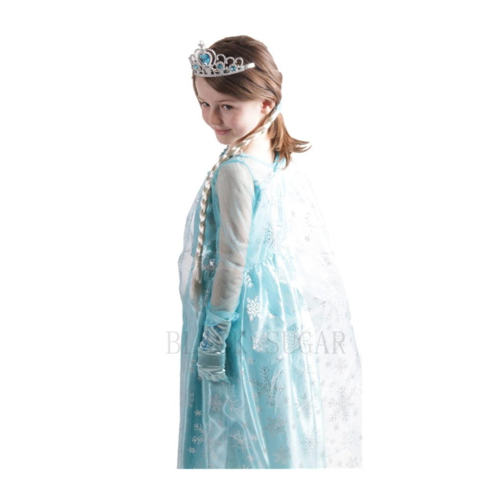 ROBE MANIFIQUE FILLE ELSA LA REINE DES NEIGES PRINCESSE ENFANT 2/12 ANS AVEC BIJOUX