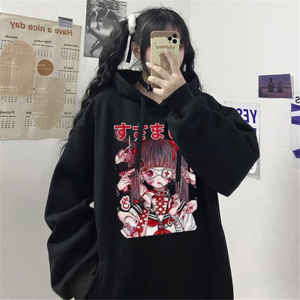 SWEAT A CAPUCHE GOTH HIP HOP NOIR POLAIRE