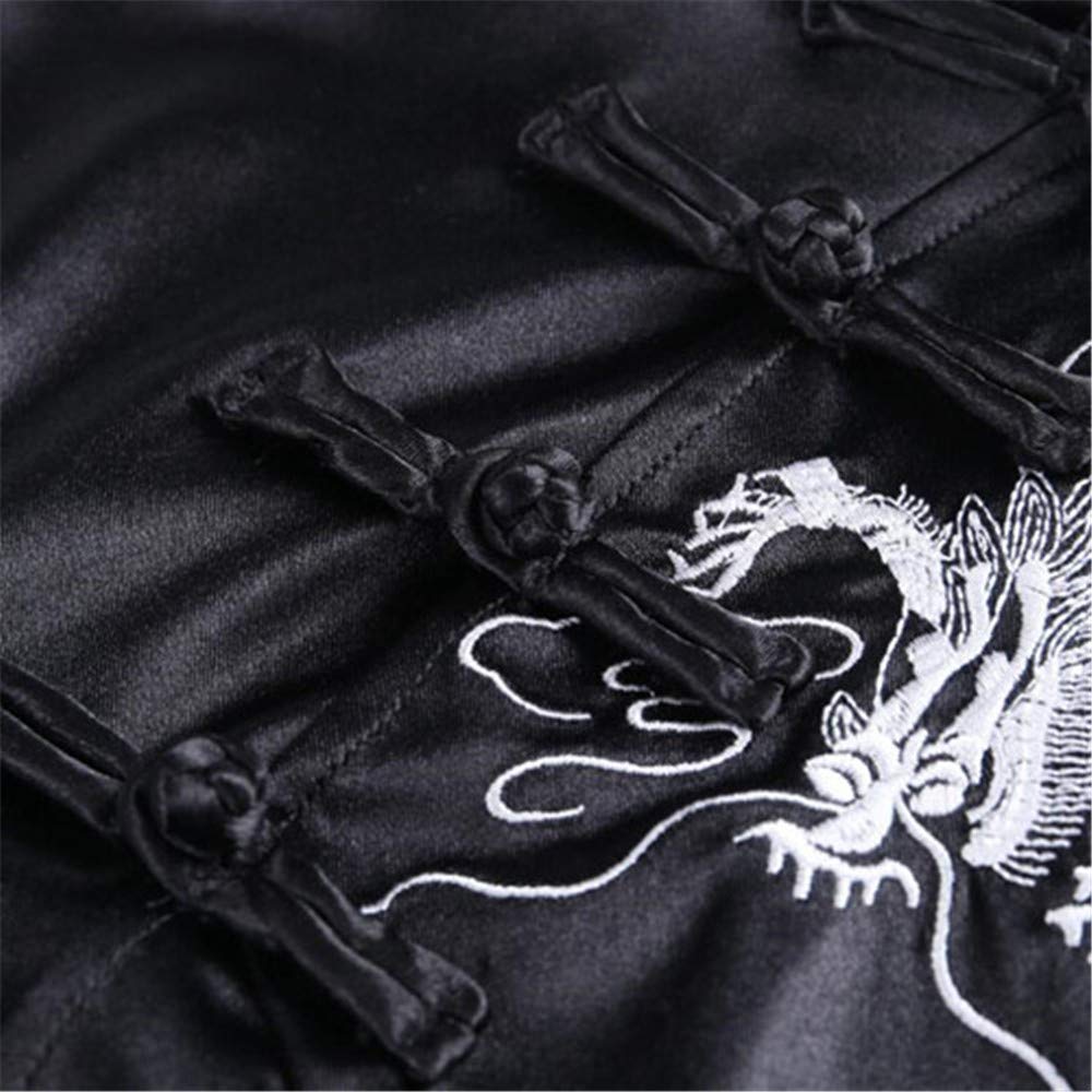 ROBE CHEONGSAM QIPAO DRAGON BRODERIE NOIR LONG