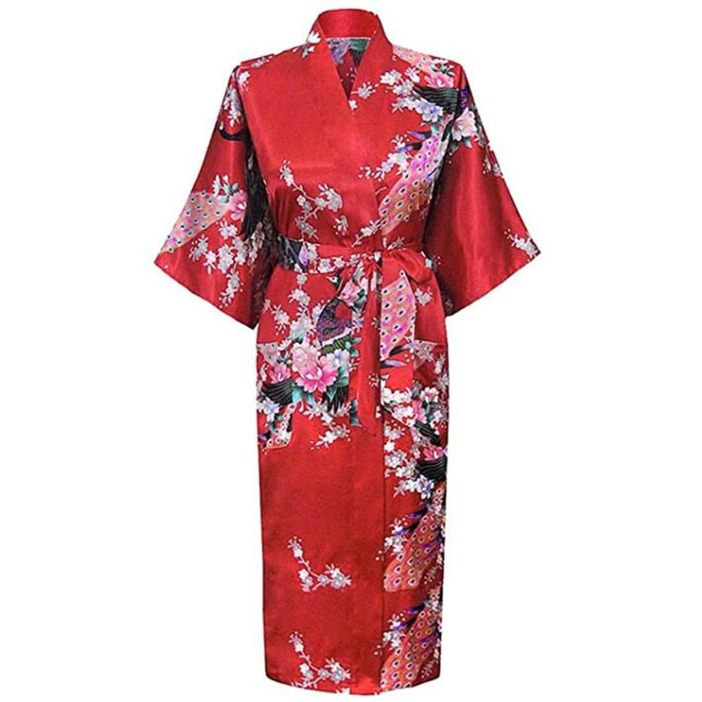 PYJAMA JAPONAIS PAON ROUGE KIMONO LONG