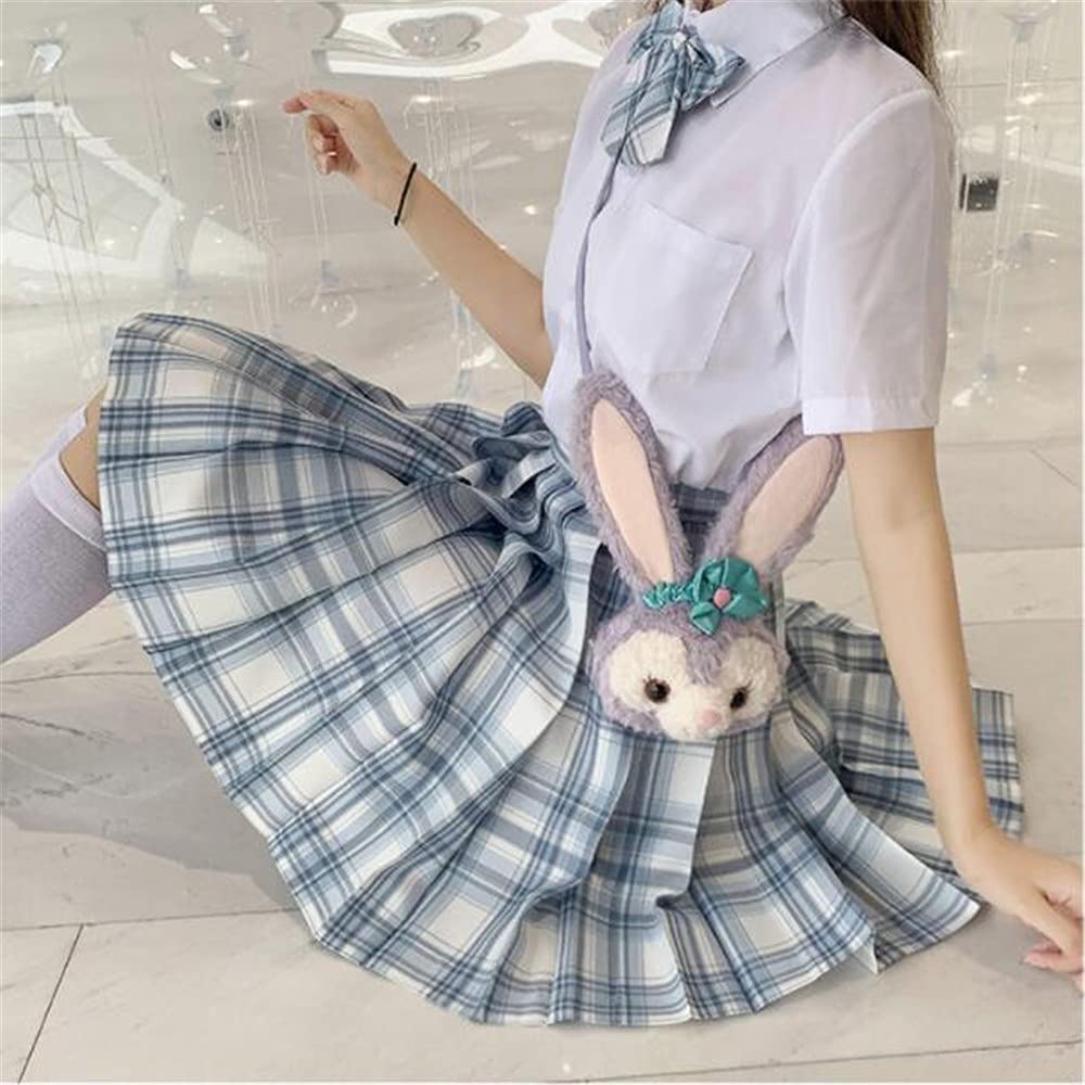 JUPE ECOLIERE ROSE PLISSEE ECOSSAISE BLEU