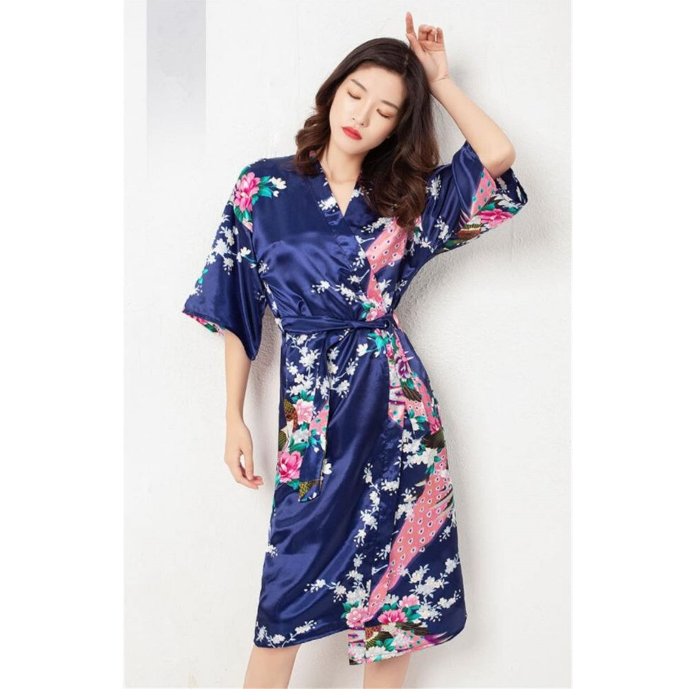 PYJAMA JAPONAIS PAON BLEU KIMONO LONG