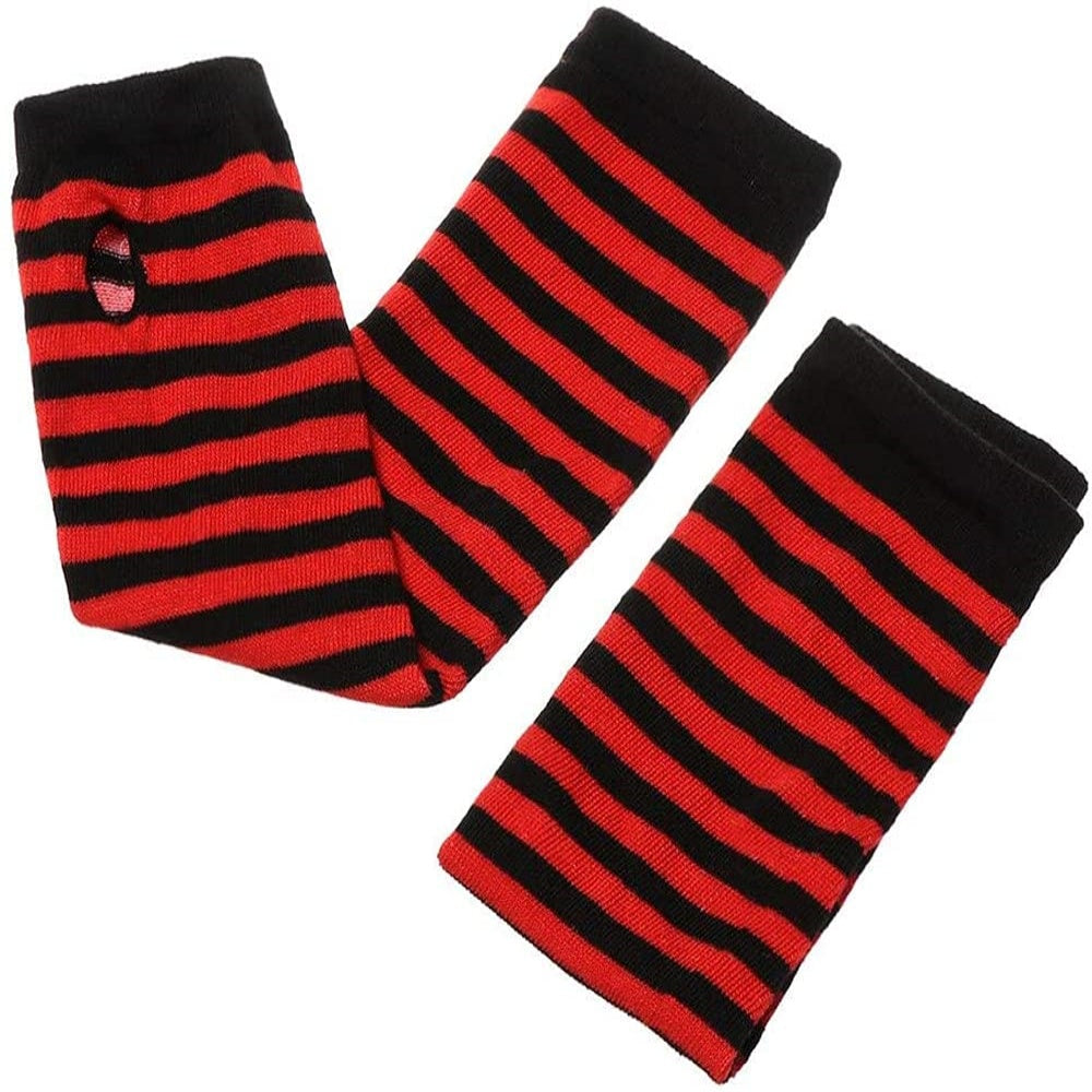 MITANES ROUGE NOIR RAYURE GOTHIQUE