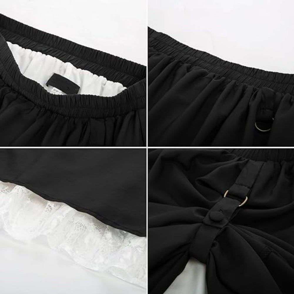JUPE NOIR LONG MAID CARNAVAL STEAMPUNK RETRO VICTORINE MEDIEVAL