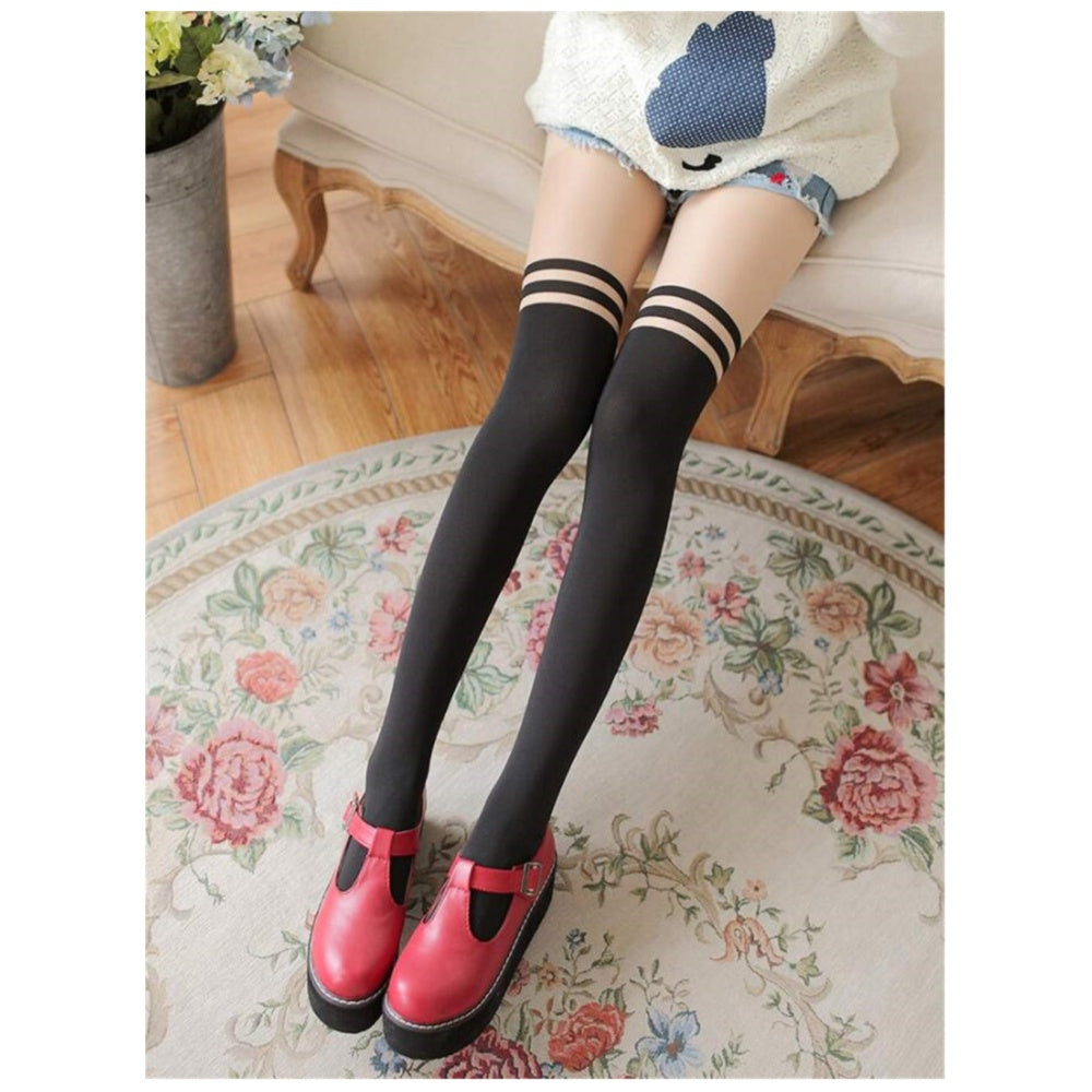 COLLANTS TATOUAGE BICOLORE RAYURES PEAU