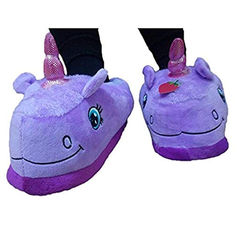 CHAUSSONS PANTOUFLES FERMES LICORNE VIOLET PELUCHE