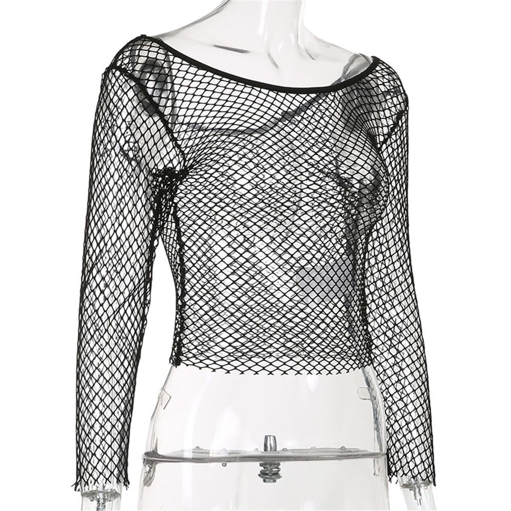 TOP RESILLE MAILLE MOULANT SEXY SLIM NOIR