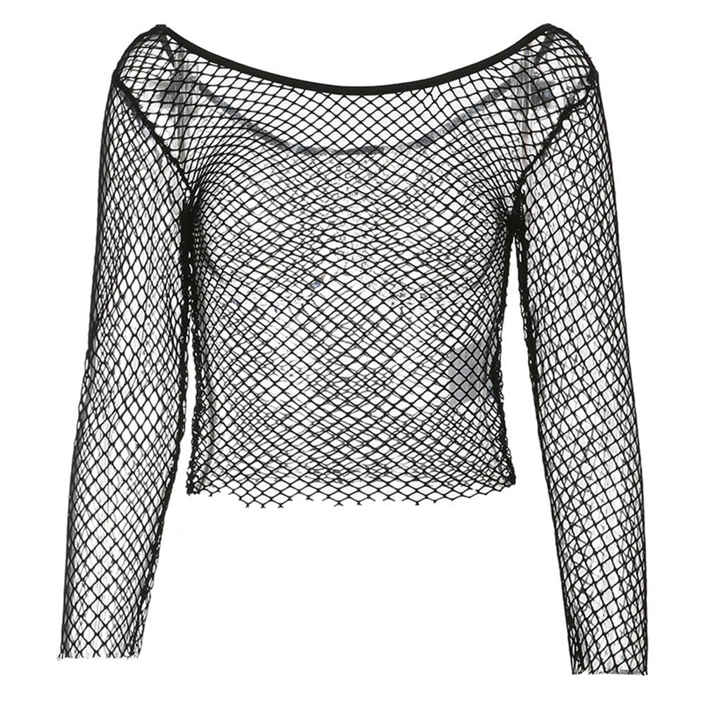 TOP RESILLE MAILLE MOULANT SEXY SLIM NOIR