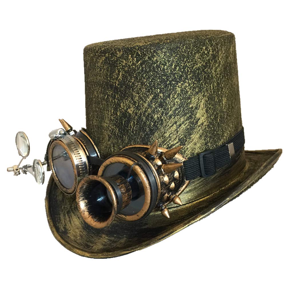 ENSEMBLE CHAPEAU STEAMPUNK LUNETTES CLOUS LOUPE