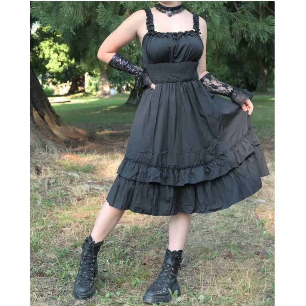 ROBE BRETELLE NOIR MEDIEVAL VICTORIENNE SERREAGE