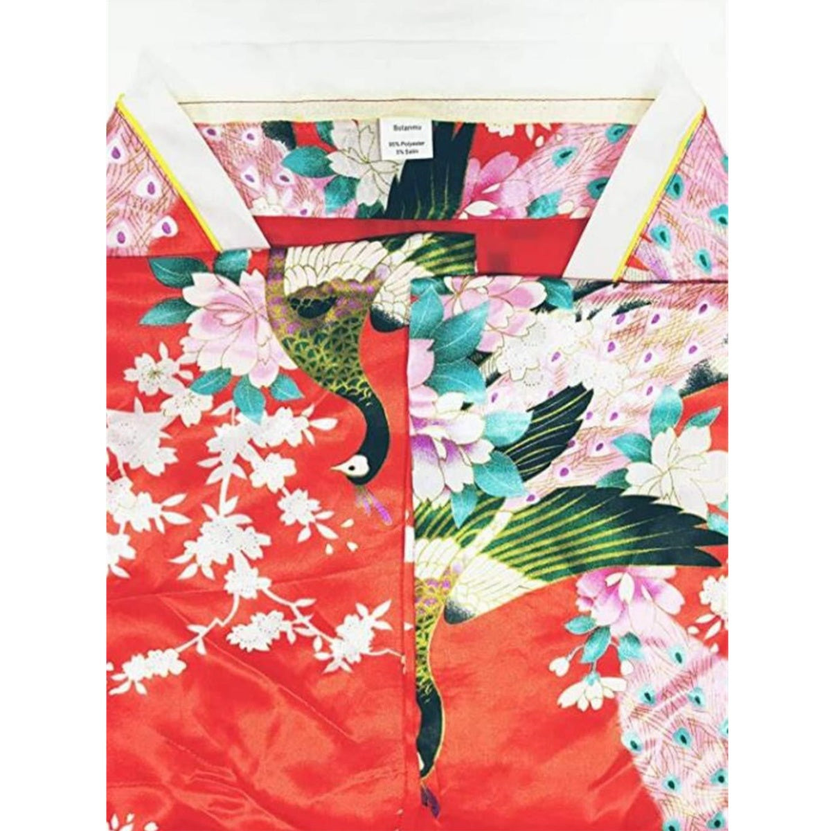 KIMONO JAPONAIS PAON YUKATA SATIN GEISHA ROUGE