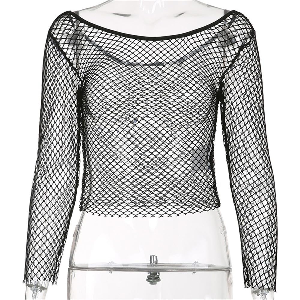 TOP RESILLE MAILLE MOULANT SEXY SLIM NOIR