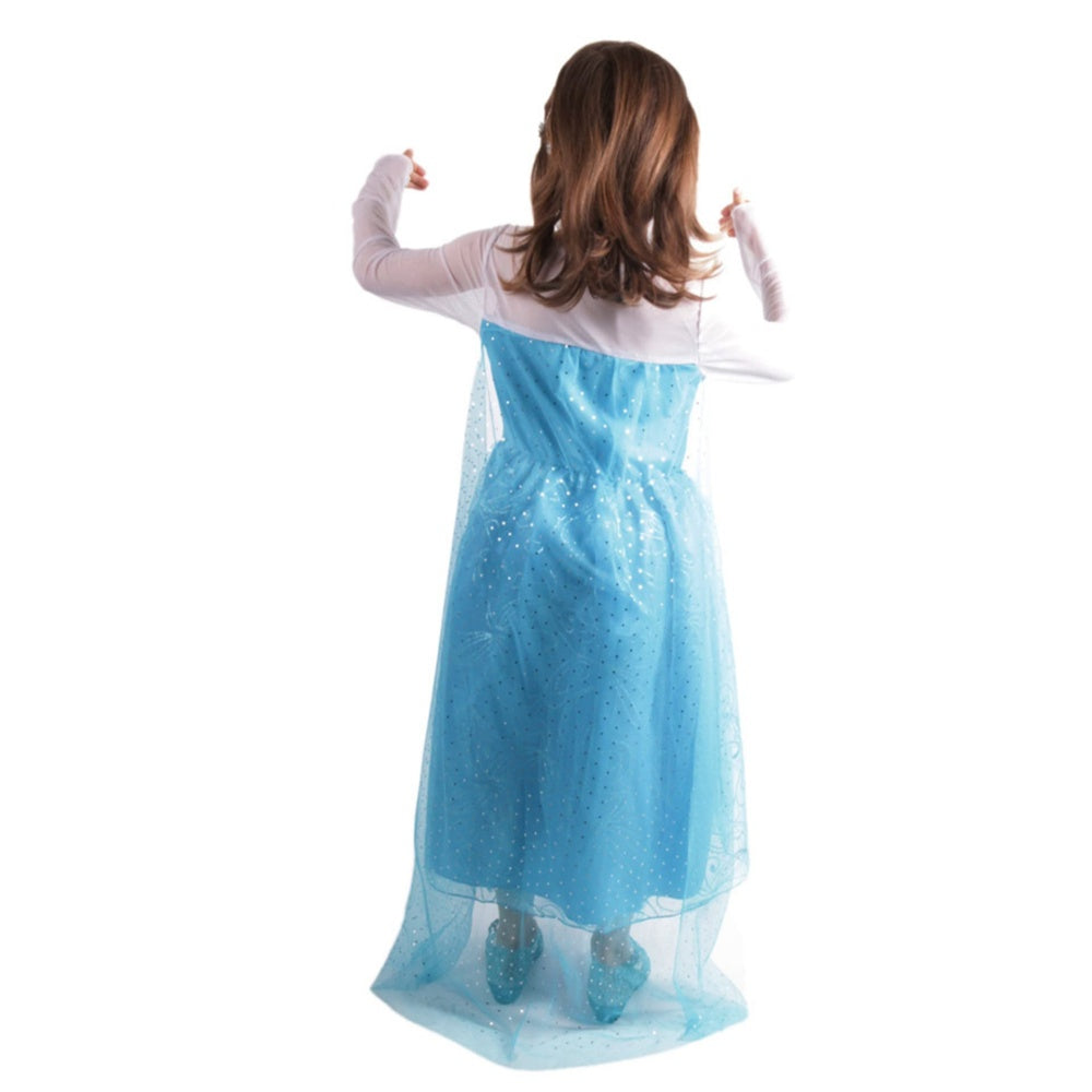 ROBE MANIFIQUE FILLE ELSA LA REINE DES NEIGES PRINCESSE ENFANT 2/14 ANS AVEC BIJOUX