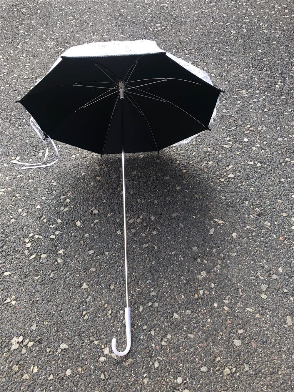 OMBRELLE VINYLE ET DENTELLE RUBAN BLANC