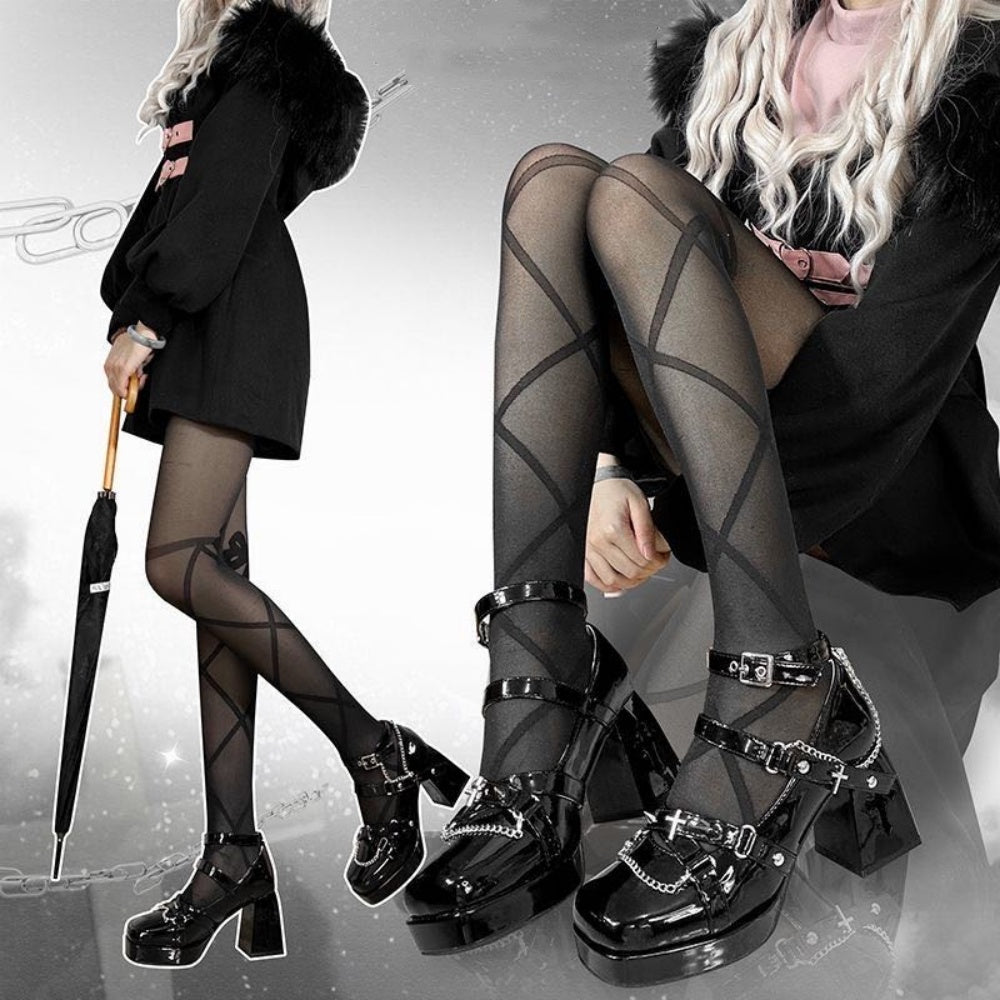 CHAUSSURES PUNK TALON CROIX 8CM