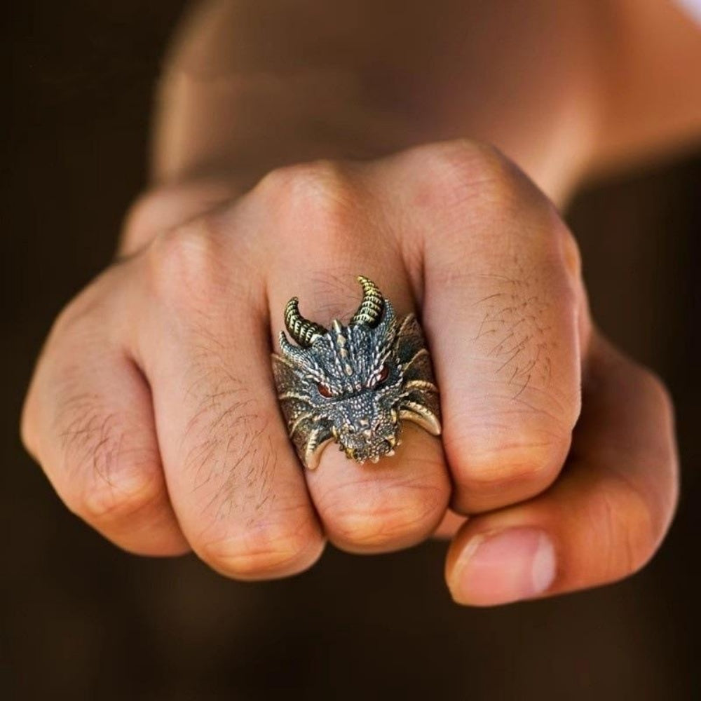 BAGUE DRAGON EN ACIER INOXYDABLE