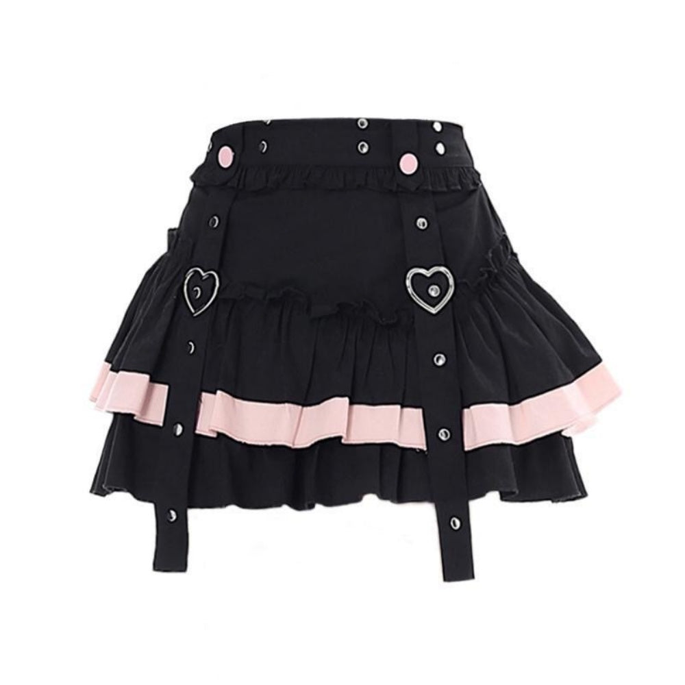 JUPE LOLITA PUNK NOIR ROSE