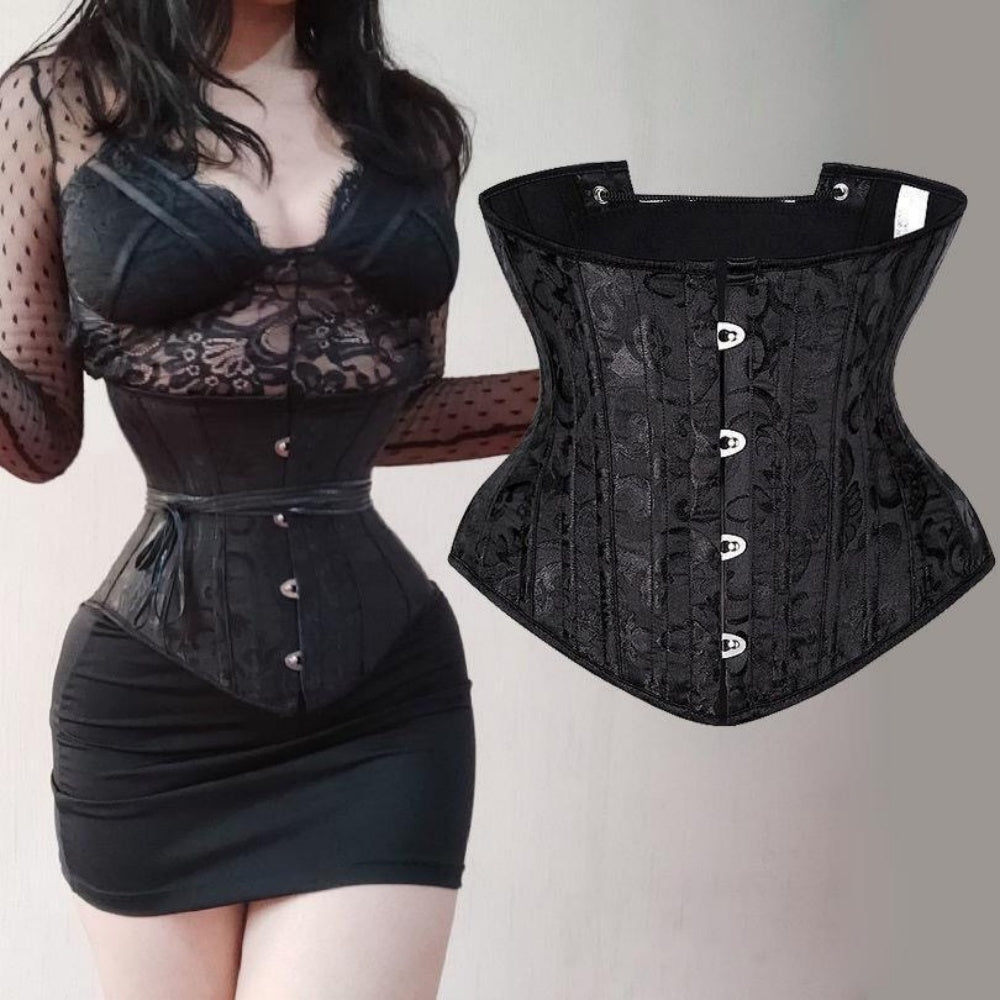 BUSTIER CORSET A LACET SOUS POITRINE TISSU JACQUARD
