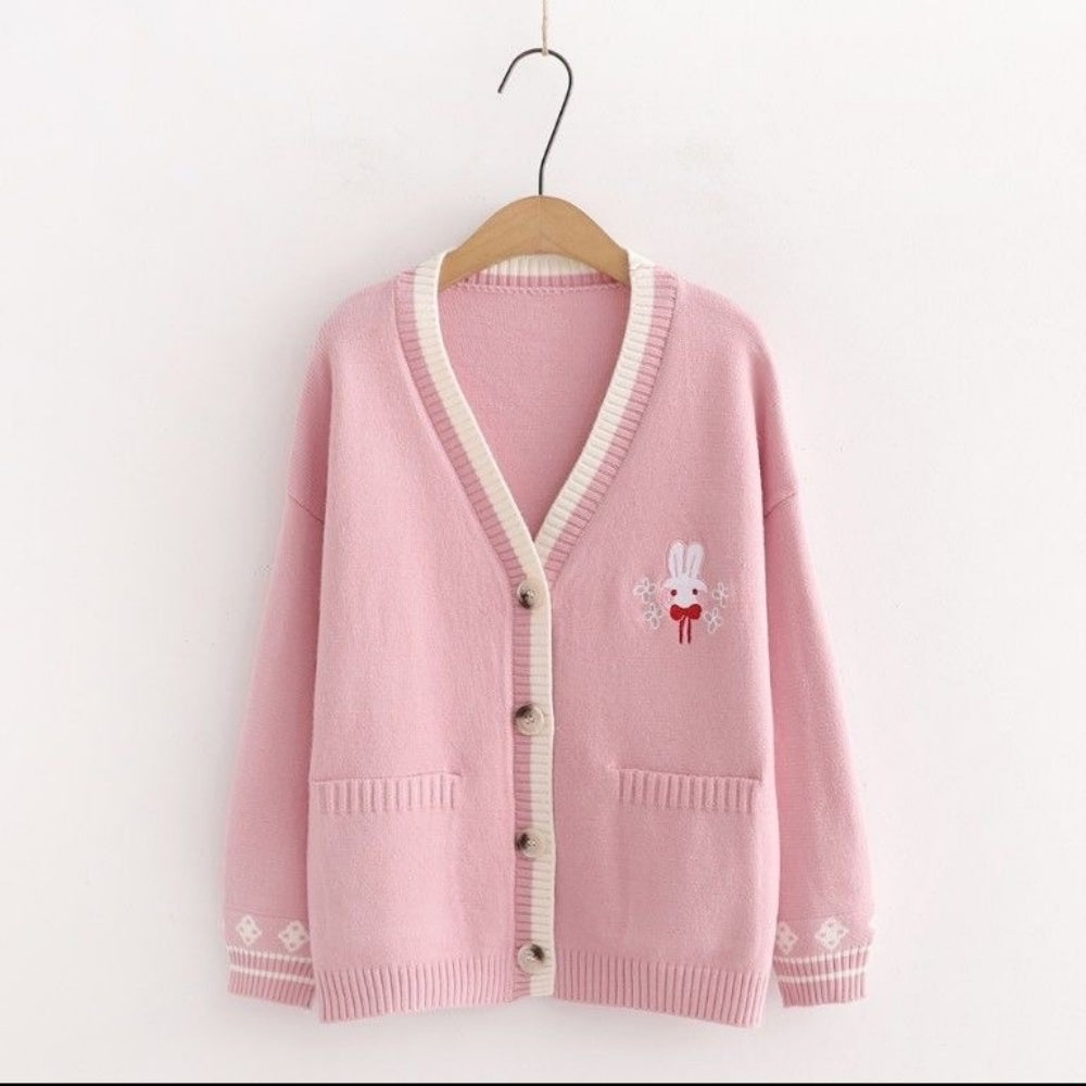 PULL FEMME LAPIN ROSE AUTOMNE HIVER