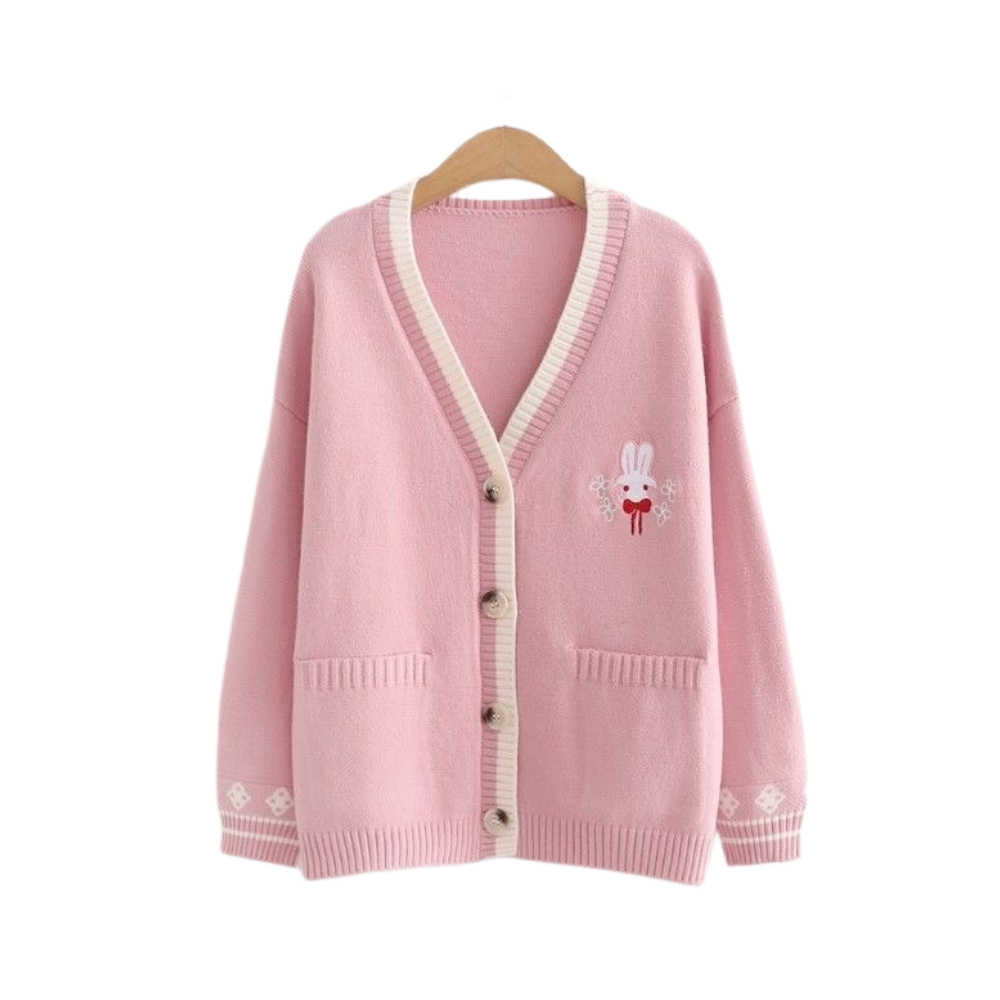 PULL FEMME LAPIN ROSE AUTOMNE HIVER