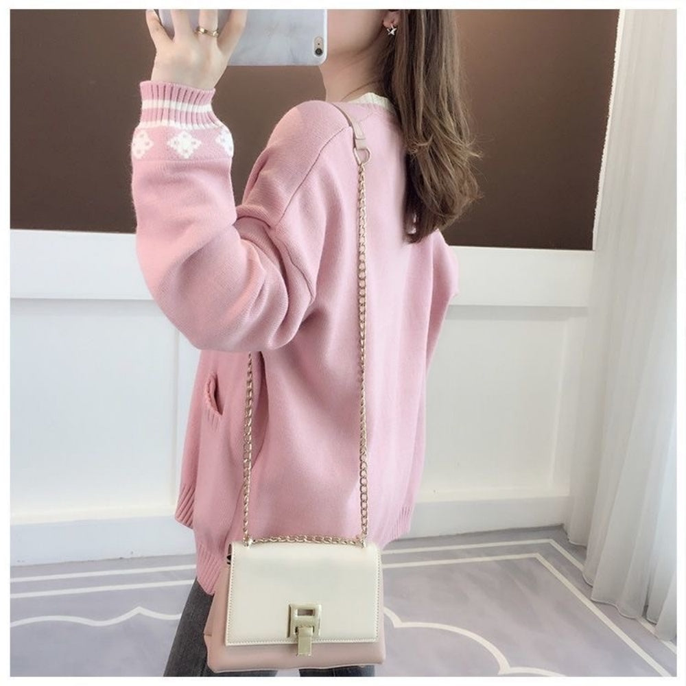 PULL FEMME LAPIN ROSE AUTOMNE HIVER
