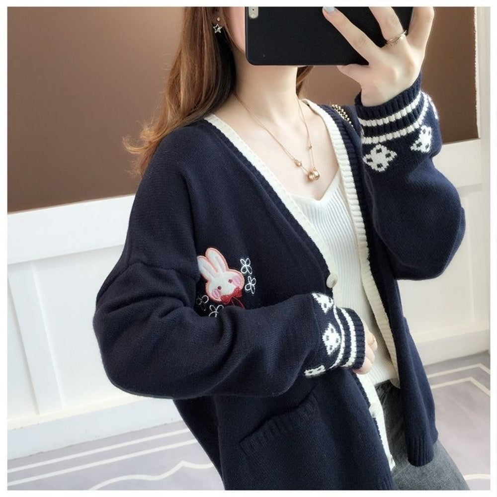 PULL FEMME LAPIN BLEU AUTOMNE HIVER