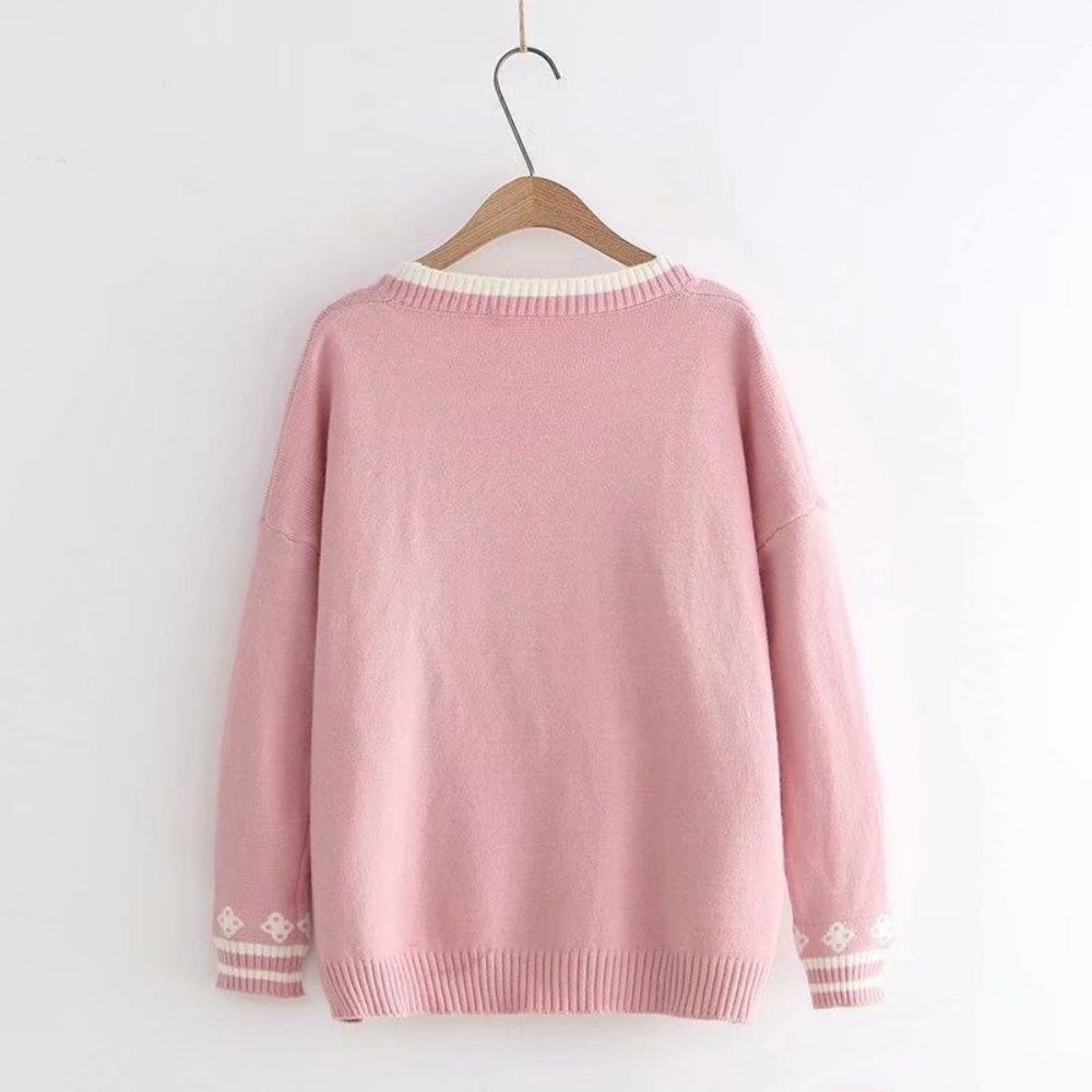 PULL FEMME LAPIN ROSE AUTOMNE HIVER