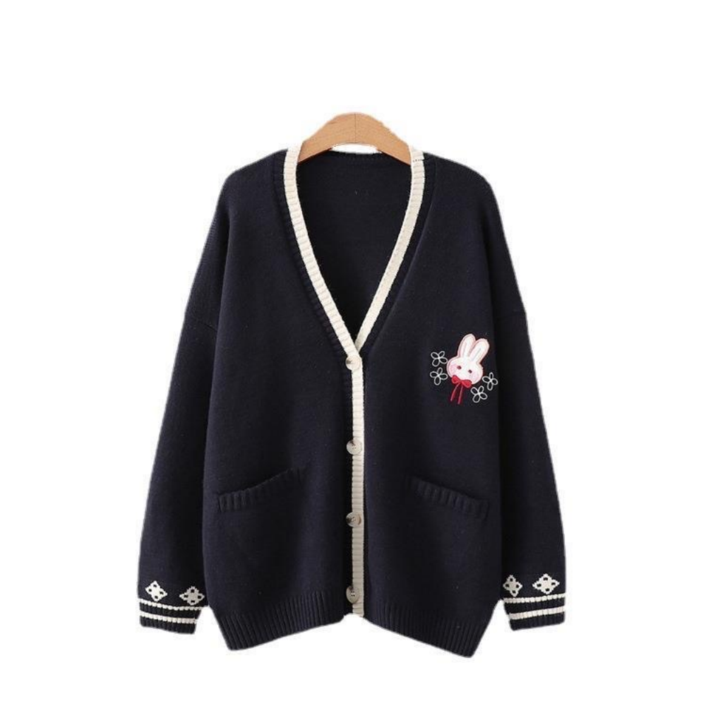 PULL FEMME LAPIN BLEU AUTOMNE HIVER