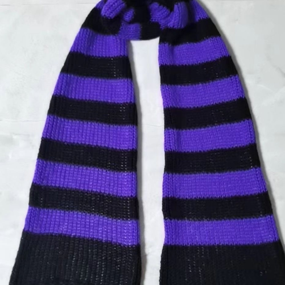 ECHARPE RAYURE VIOLET NOIR