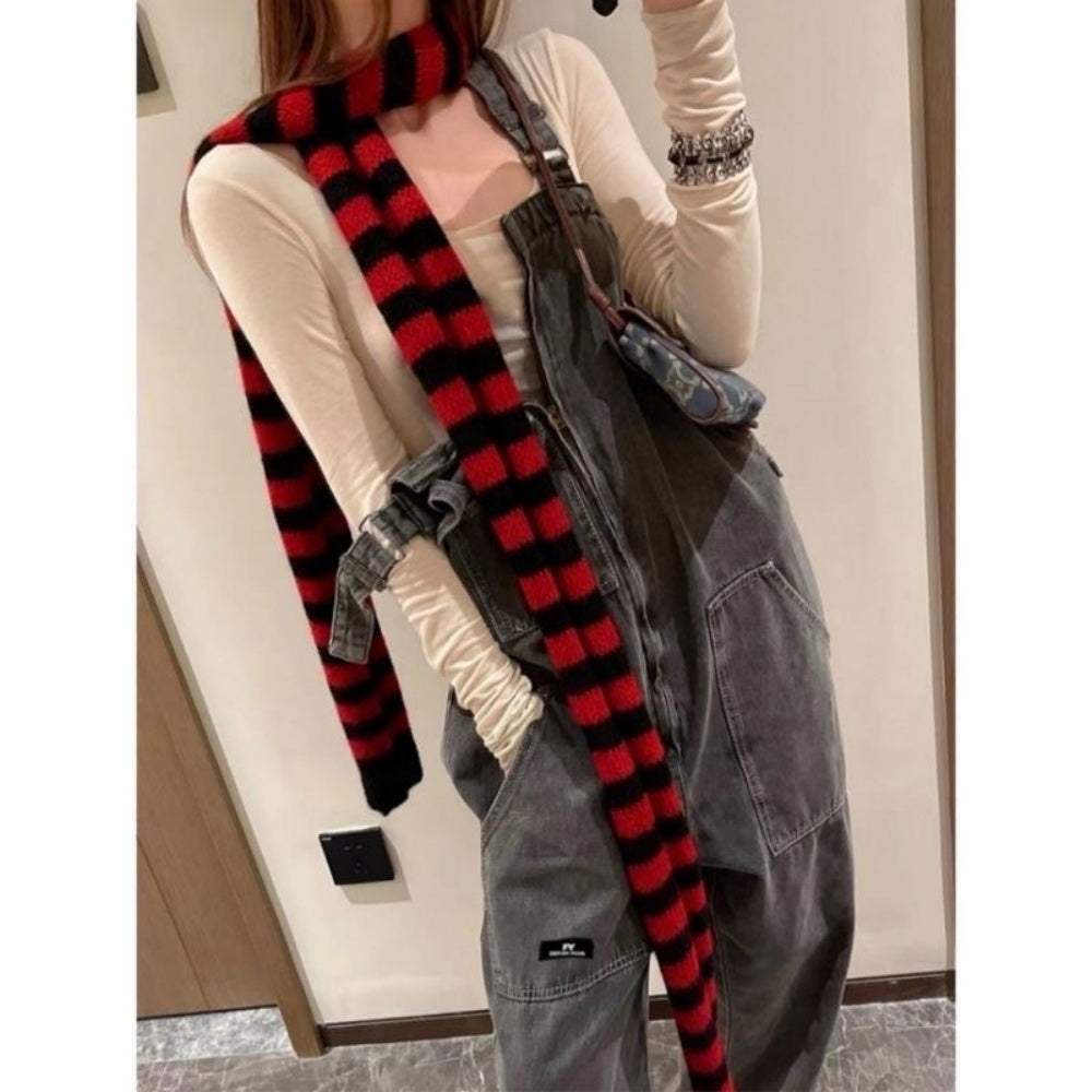 ECHARPE RAYURE ROUGE NOIR