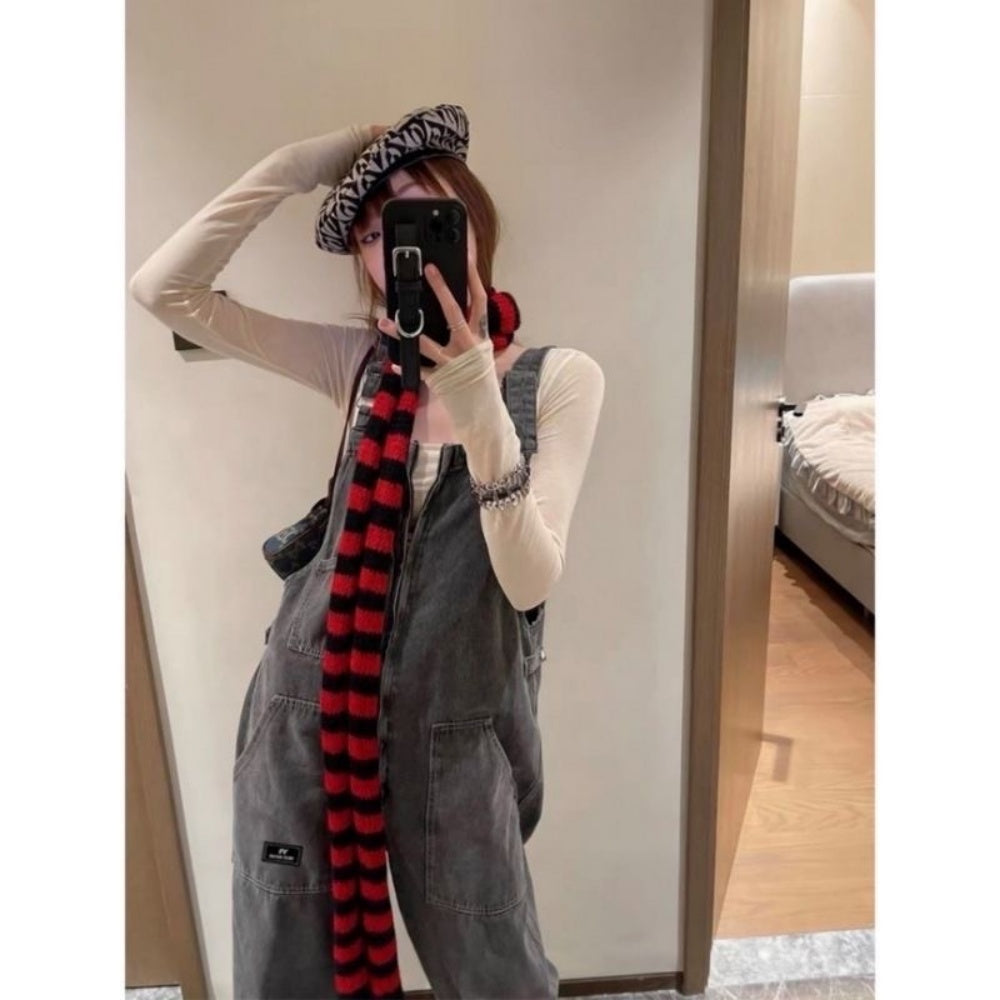 ECHARPE RAYURE ROUGE NOIR