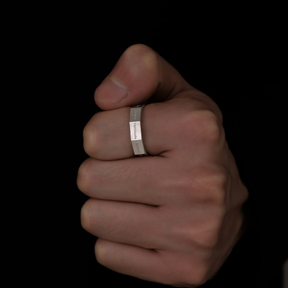 BAGUE SEPT VERTUS EN ARGENT 925