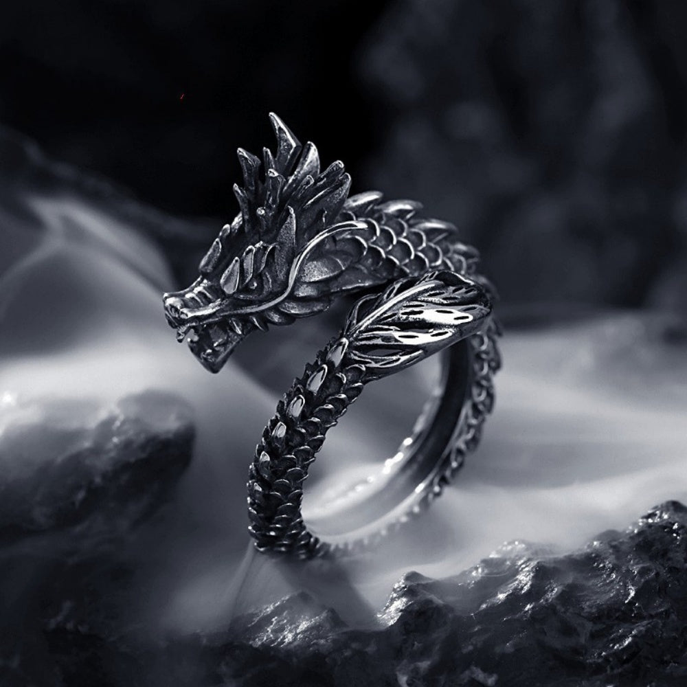 BAGUE DRAGON EN ARGENT 925