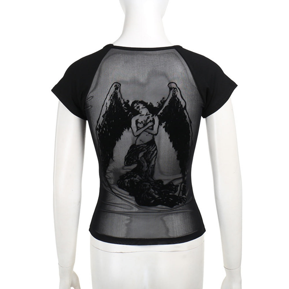 T SHIRT AILES ANGE AU DOS RESILLE