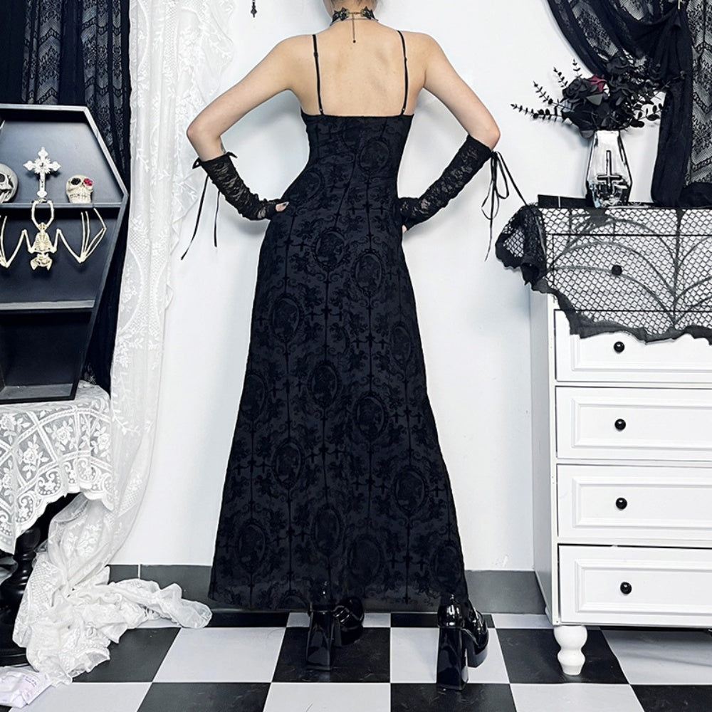 ROBE GOTH NOIR VICTORIEN A BRETELLE