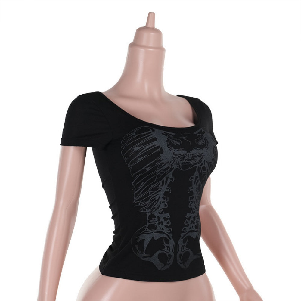 T SHIRT PUNK ANNEAUX AU DOS