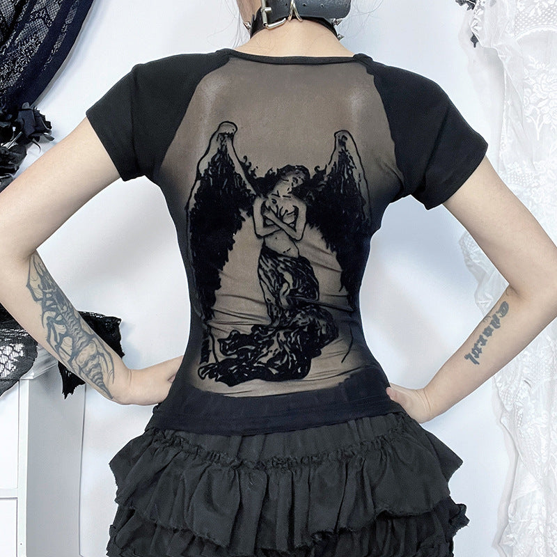 T SHIRT AILES ANGE AU DOS RESILLE