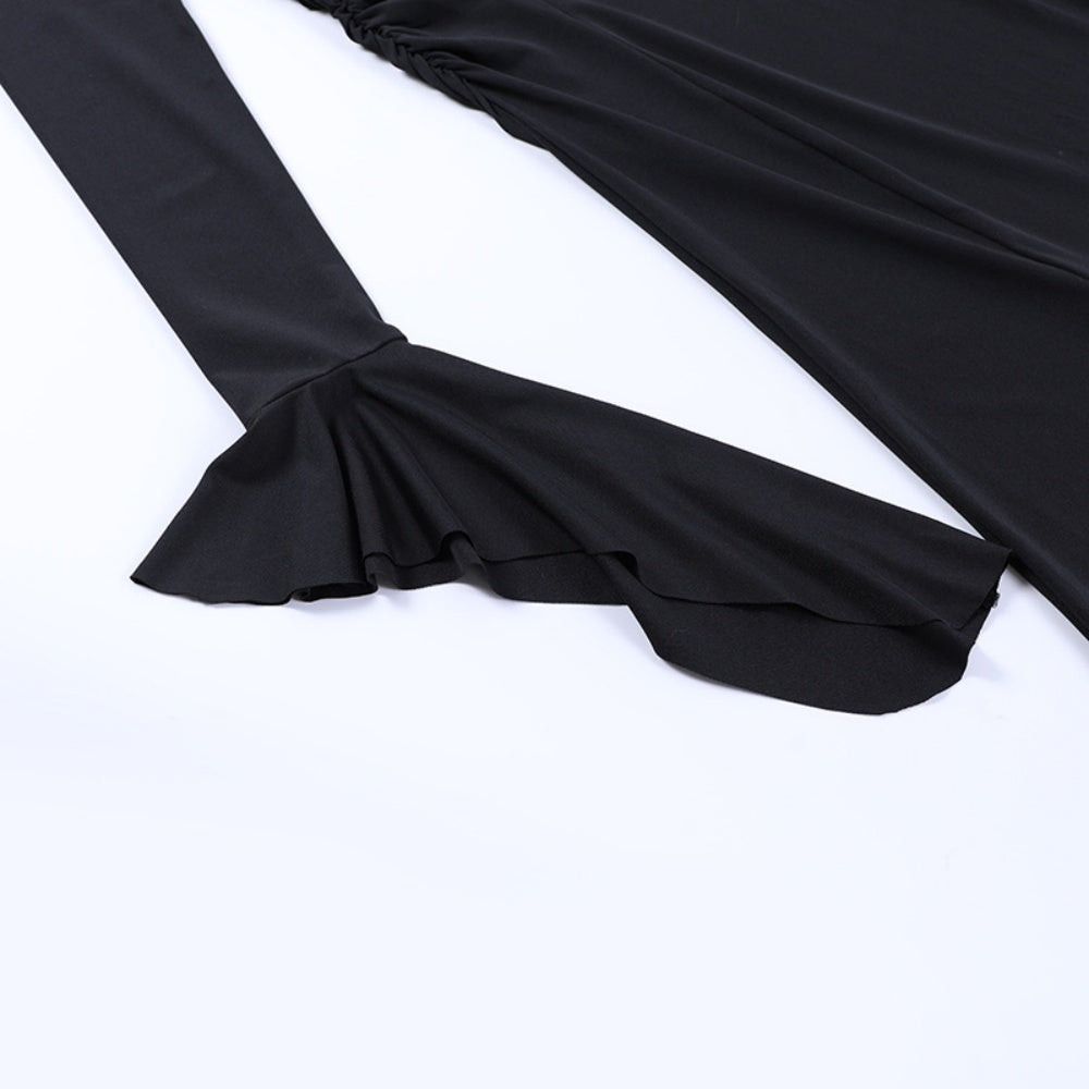 ROBE LONG GOTH MANCHE BOUFFANTE