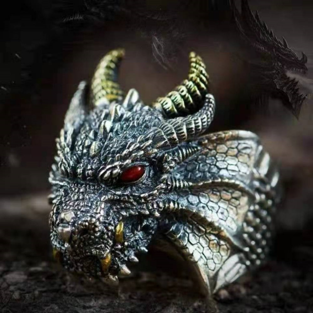BAGUE DRAGON EN ACIER INOXYDABLE