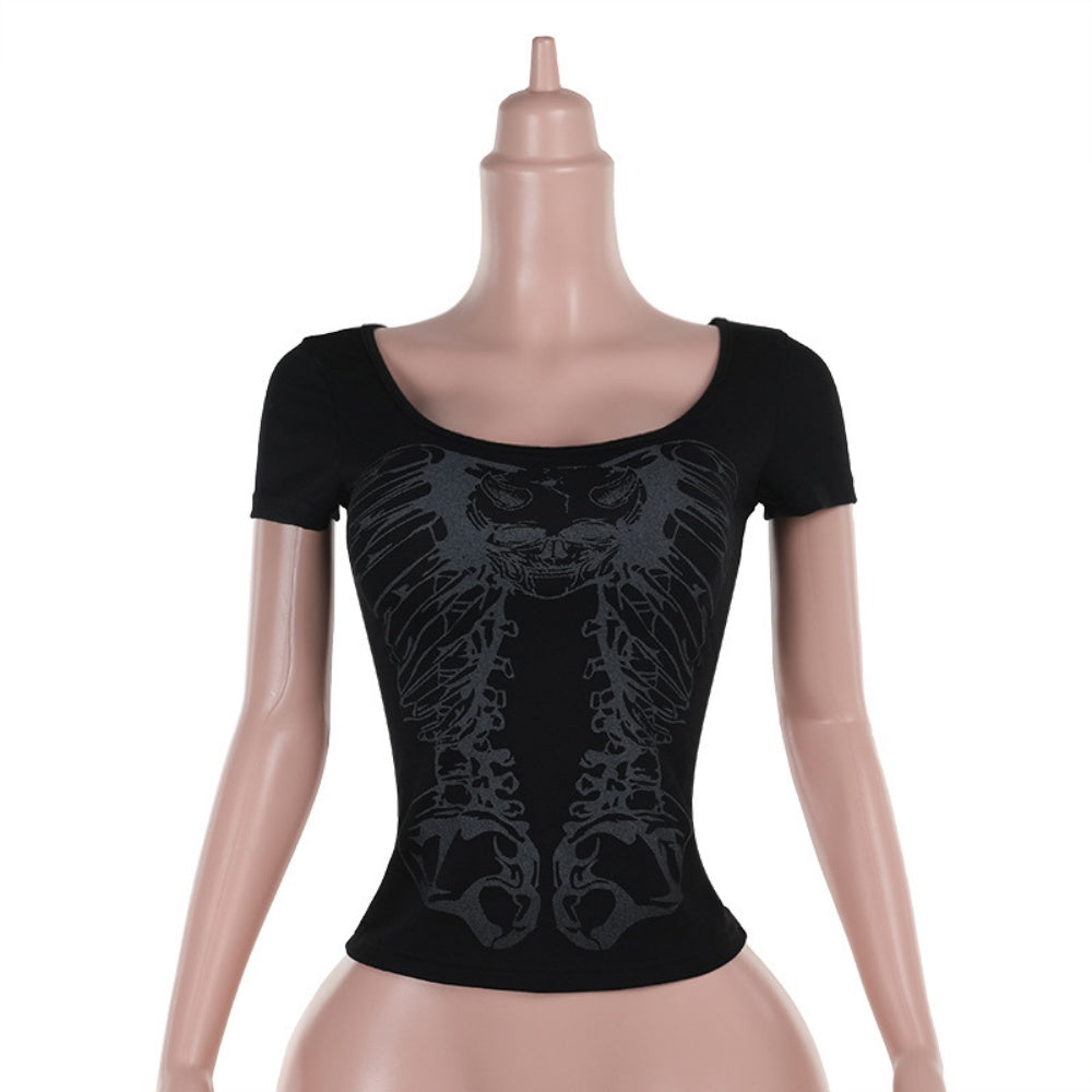 T SHIRT PUNK ANNEAUX AU DOS