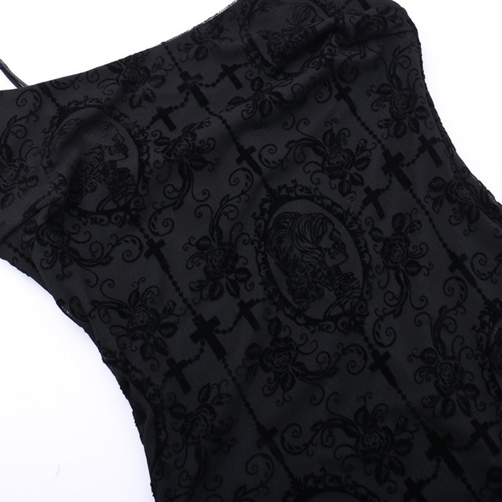 ROBE GOTH NOIR VICTORIEN A BRETELLE