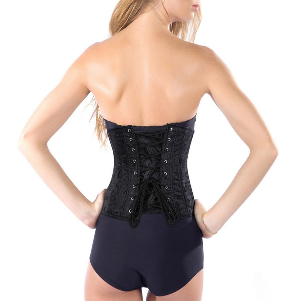 BUSTIER CORSET A LACET SOUS POITRINE TISSU JACQUARD