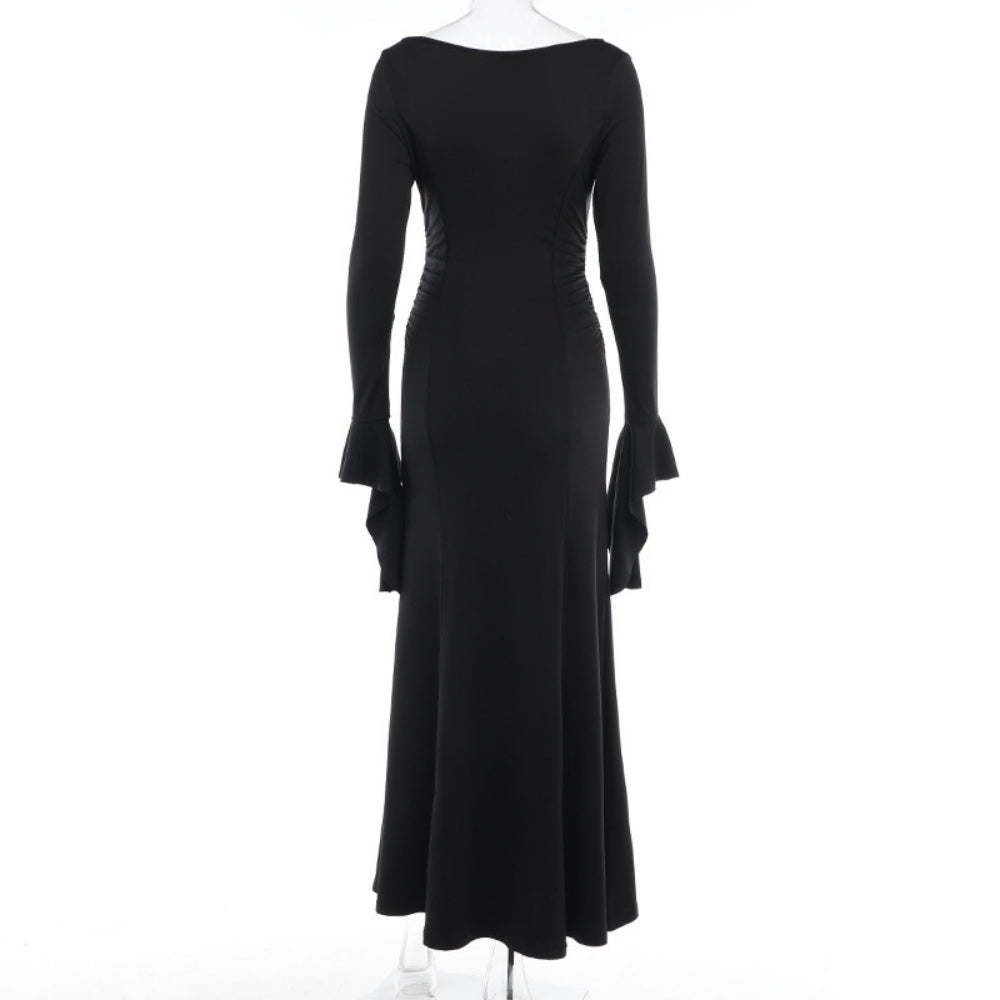 ROBE LONG GOTH MANCHE BOUFFANTE