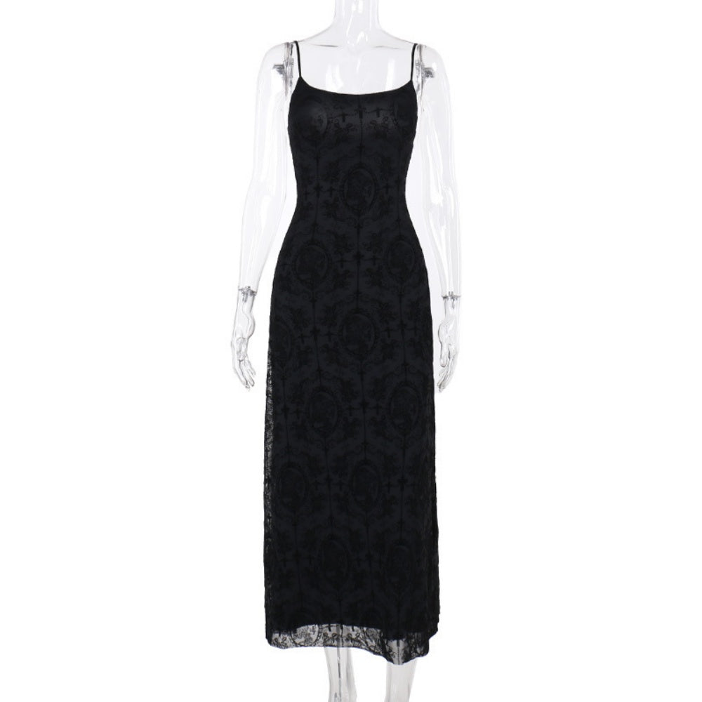 ROBE GOTH NOIR VICTORIEN A BRETELLE
