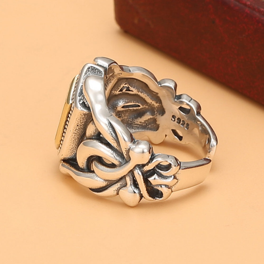 BAGUE BOUCLIER MEDUSE EN ARGENT 925