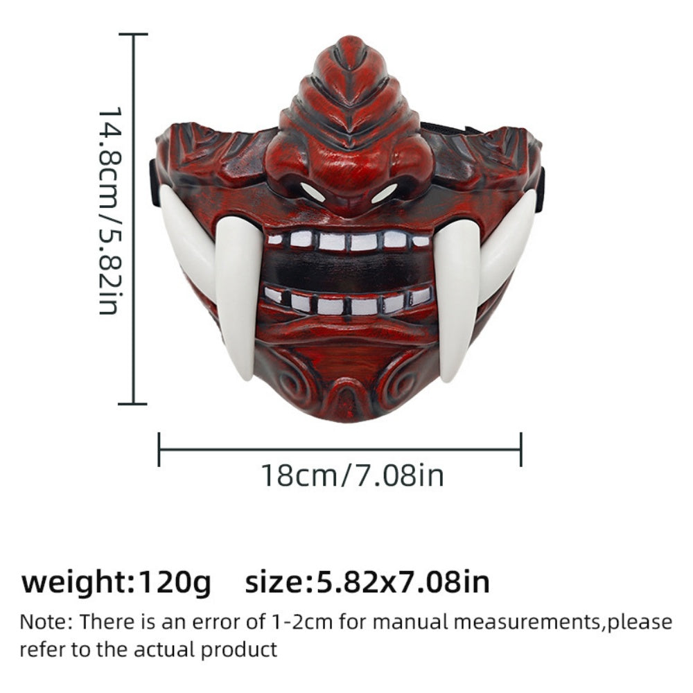 DEMI MASQUE ROUGE DEMON JAPONAIS FONTOME SAMURAI UROKODAKI SAKONJI TENGU ONI