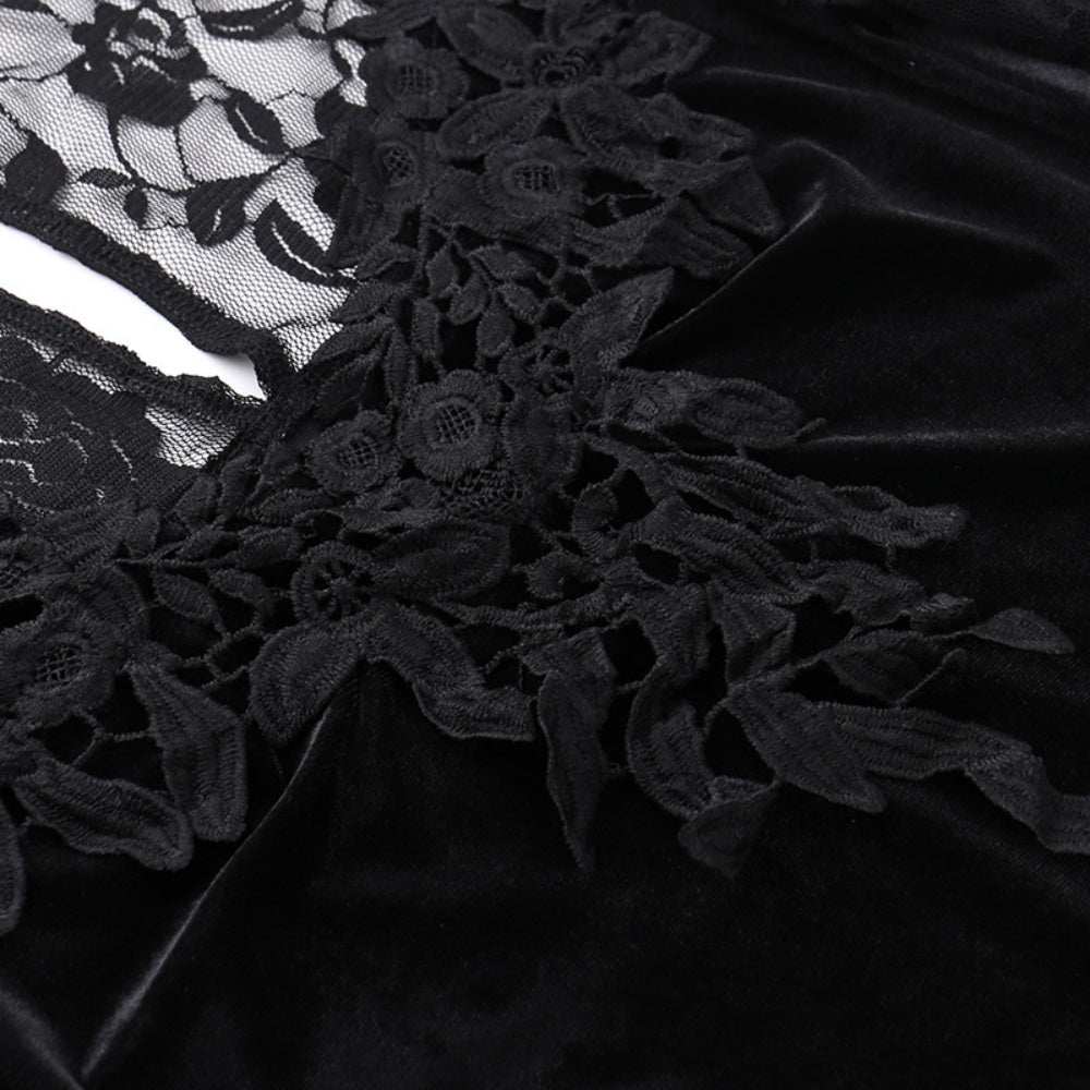 ROBE LONG GOTH MANCHE BOUFFANTE