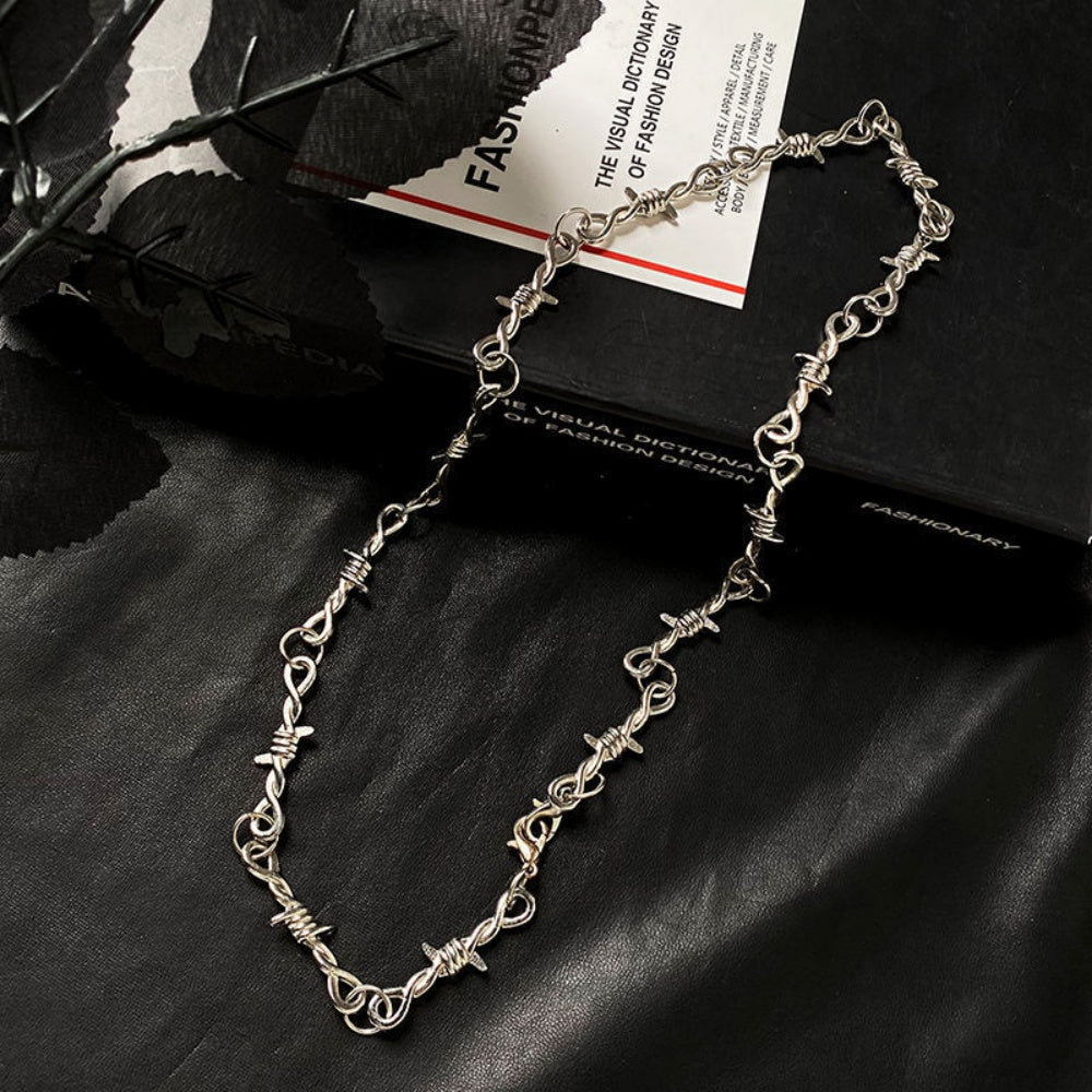 COLLIER CHAINE BARBELE ACIER